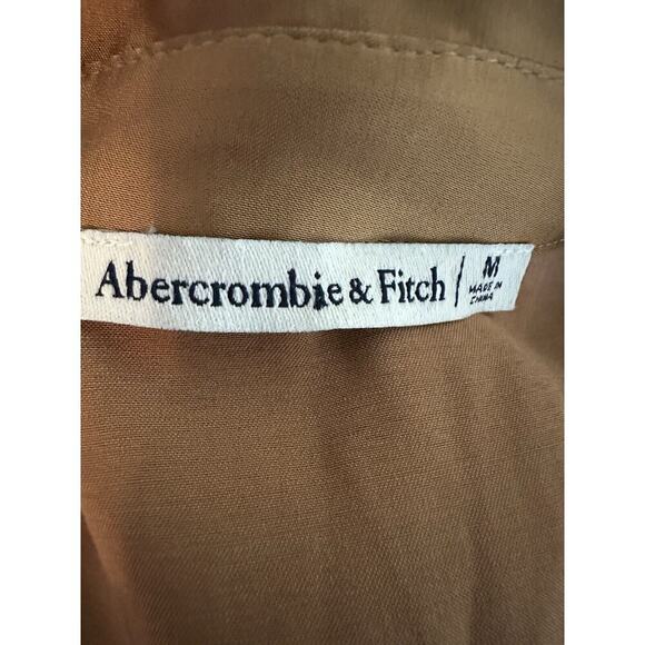 Abercrombie & Fitch Womens Satin Shirt Dress Size Medium Brown Long Sleeve - Picture 7 of 7